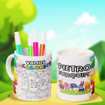 CANECA POLÍMERO COM PINTURA LAVÁVEL INFANTIL COM CANETINHA - 325ml CANECA POLÍMERO COM PINTURA LAVÁVEL INFANTIL COM CANETINHA - 325ml