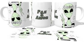 Caneca polimero plástico copo Alien Paz e Amor Caneca polimero plástico copo Alien Paz e Amor