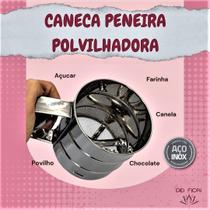 Caneca Polvilhadora Farinha Gatilho Manual Inox Confeitaria