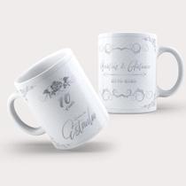 Caneca Porcelana 10 Anos de Casamento Bodas de Estanho - MKT-13
