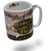 Caneca Porcelana 300ml Temática curta o momento para café chá chocolate