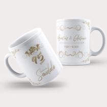 Caneca Porcelana 95 Anos de Casamento Bodas de Sândalo - MKT-30
