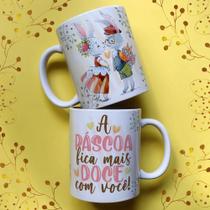 Caneca porcelana a pascoa fica mais doce com você 325 ml