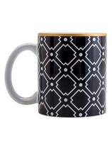 Caneca Porcelana Alexandria Preto e Dourada 330ml