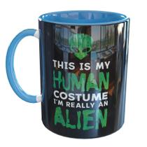 Caneca Porcelana Alien Humano Engraçada Et