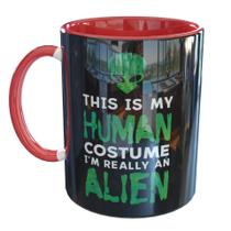Caneca Porcelana Alien Humano Engraçada Et