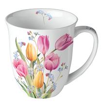 Caneca Porcelana Ambiente 400ml Buquê de Tulipas
