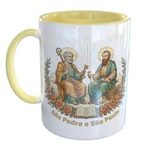 Caneca Porcelana Apóstolo São Pedro e São Paulo