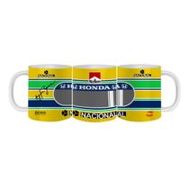 Caneca Porcelana Ayrton Senna Brasil Presente 325ml Premium - VilelaGG