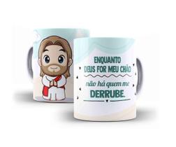 Caneca Porcelana Bíblia Enquanto Deus For Meu Chão