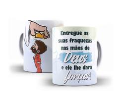 Caneca Porcelana Bíblia Suas Fraquezas Nas Mãos de Deus