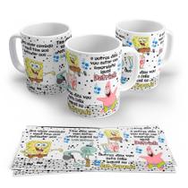 Caneca Porcelana Bob Esponja Patrick e Lula Molusco cozinha 325-ML