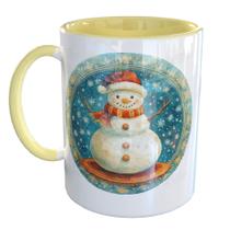Caneca Porcelana Boneco de Neve Natalina