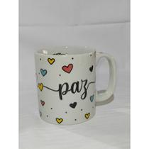 Caneca porcelana branca decorada faixa 280 ml