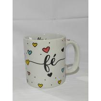 Caneca porcelana branca decorada faixa 280 ml