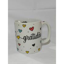 Caneca porcelana branca decorada faixa 280 ml