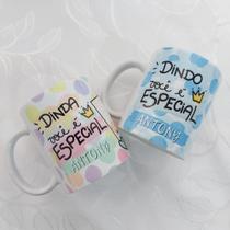 Caneca Porcelana Branca Personalizada Dindos