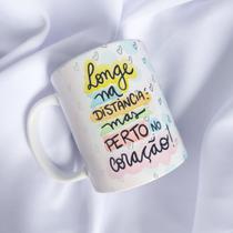 Caneca Porcelana Branca Personalizada Distância