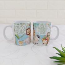 Caneca Porcelana Branca Personalizada Safari Dindos