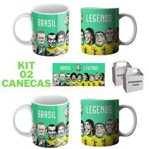 Caneca Porcelana Brasil Copa Do Mundo Lendas 325ml