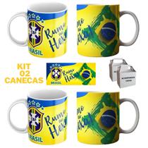 Caneca Porcelana Brasil Rumo Ao Hexa 325ml