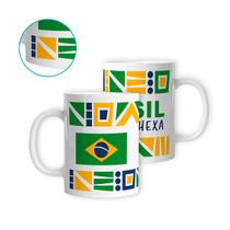 Caneca Porcelana Brasil Rumo ao Hexa Futebol Copa 325ml Caneca Porcelana Brasil Rumo ao Hexa Futebol Copa 325ml