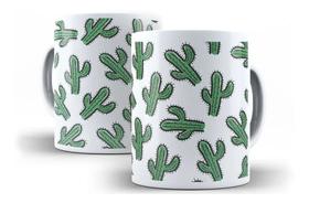 Caneca Porcelana Cactos Verdes Coleção Flor Na Caneca Caneca Porcelana Cactos Verdes Coleção Flor Na Caneca