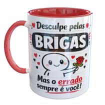 Caneca Porcelana Casal Desculpe As Brigas Engracada