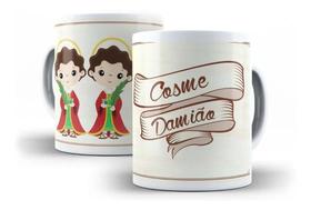 Caneca Porcelana Católica Cosme E Damião Modelo 02
