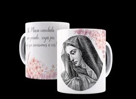 Caneca Porcelana Católica Oh Maria Concebida Sem Pecado