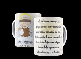 Caneca Porcelana Católica Oração à Santo Antônio Casamenteiro