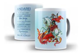Caneca Porcelana Católica Oração À São Jorge