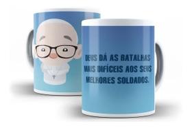 Caneca Porcelana Católica Papa Francisco Deus Dá As Batalhas Mais Difíceis Caneca Porcelana Católica Papa Francisco Deus Dá As Batalhas Mais Difíceis