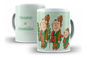 Caneca Porcelana Católica São Cosme e Damião 03