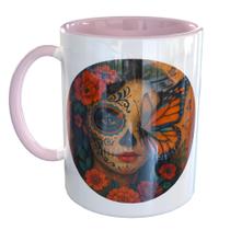 Caneca Porcelana Catrina Caveira Mexicana