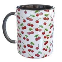 Caneca Porcelana Cereja Retro Cerejinhas