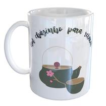 Caneca Porcelana Chá para relaxar e Livro para ler