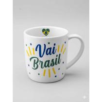 Caneca Porcelana Club 350ml Café Chá Cappuccino Copa Vai Brasil Cor:Branca