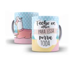 Caneca Porcelana Coleção Lhama Irritada 04 Caneca Porcelana Coleção Lhama Irritada 04