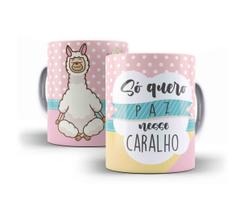 Caneca Porcelana Coleção Lhama Irritada 10 Caneca Porcelana Coleção Lhama Irritada 10