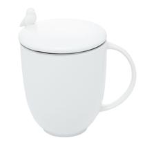 Caneca Porcelana Com Tampa E Infusor Birds Branco 350ml Caneca Porcelana Com Tampa E Infusor Birds Branco 350ml