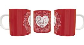 Caneca Porcelana Coração Amor All You Need Is Love Caneca Porcelana Coração Amor All You Need Is Love