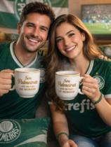 Caneca Porcelana Corinthians Dourada Luxo 350ml Oficial Branco Palmeiras