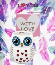 Caneca porcelana coruja i love you 350ml