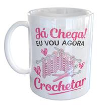 Caneca Porcelana Crochê Tricô Crocheteira