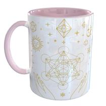 Caneca Porcelana Cubo de Metatron Geometria Sagrada