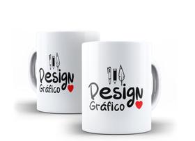 Caneca Porcelana Curso Design Gráfico com Coração