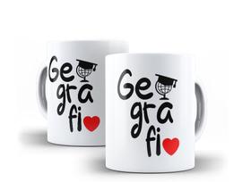 Caneca Porcelana Curso Geografia com Coração