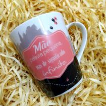 Caneca Porcelana Decorada Mães com Caixa Presente 310ml