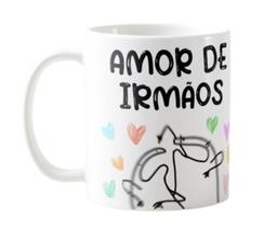Caneca Porcelana Desenho Flork Fundo Branco "Amor de Irmãos" Capacidade 325ML Caneca Porcelana Desenho Flork Fundo Branco "Amor de Irmãos" Capacidade 325ML